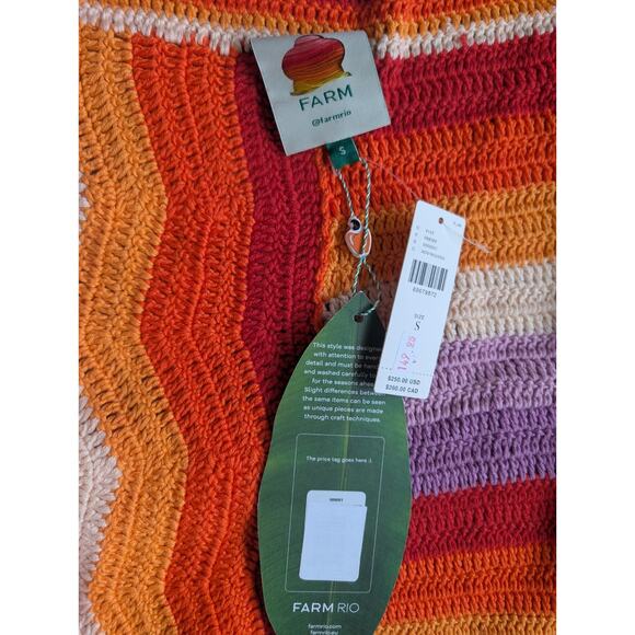 NWT Farm Rio Anthropologie Crochet Mini Dress Size S Rainbow Belted #8F469 - Picture 6 of 9